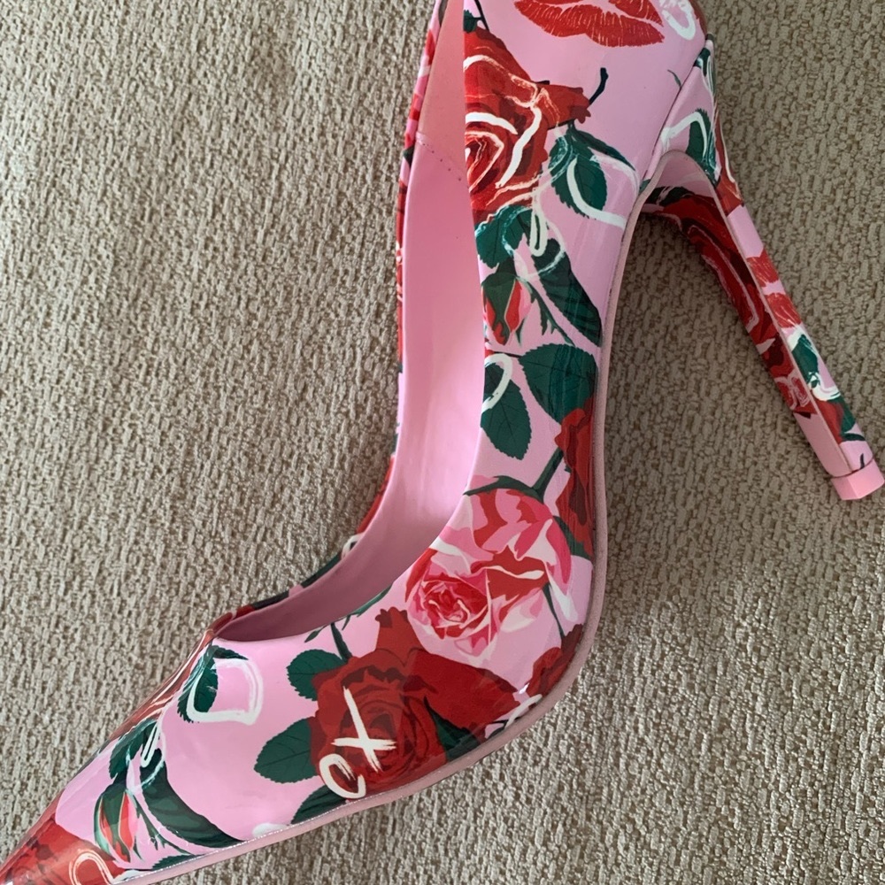 Valentine’s Day Rose Print stiletto heels pink red ALDO